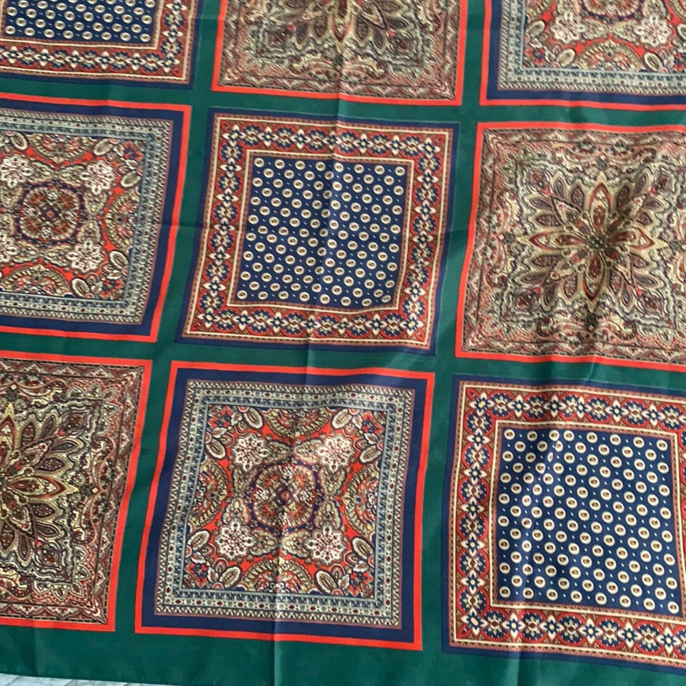 Brightly color and patterned scarf